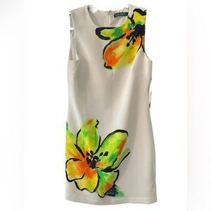 WHITE SUMMER DRESS WITH BRIGHT ACCENTS BY LAUREN, sz 4